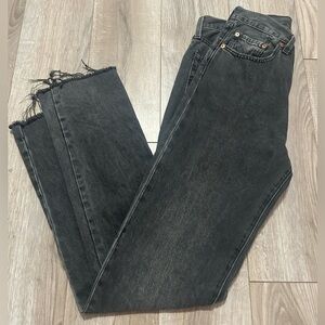 Levi's Black Frayed Ankle Jeans